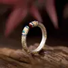 Nuevo Anillo Trendy con Borde Dorado Estilo Chino del Sutra del Corazón para Mujer, Moderno y Elegante, Nuevo Popular Diseño Antiguo Anillo Abierto Regalo para Novia