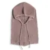 Cachecol de Tricô com Capuz Transfronteiriço Outono e Inverno Multifuncional Cor Sólida Tudo-em-Um Protetor de Orelhas com Capuz para Mulheres Cachecol Espesso