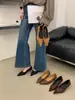 2026 Novos Sapatos Elegantes de Camurça Estilo Francês Baixos para o Dia a Dia com Bico Fino da Moda e Salto Fino