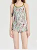 Maiô de Peça Única com Estampa Floral Racing de Novo Estilo, Alças Duplas, Moda Verão Nova, Estilo Menina Quente, Maiô Emagrecedor para Mulheres