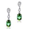 Elegantes pendientes de esmeralda de cuatro garras, de estilo europeo y americano, con imitación de lujo, de estilo retro, con cristales de esmeralda y diamantes de circonita.