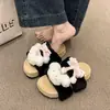 Lindas Pantuflas de Peluche de Conejo para Mujer, Otoño e Invierno, Suela Gruesa Antideslizante, para Exteriores, Slip-On, Pantuflas Cálidas de Algodón, Modelo Nuevo
