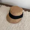 Chapéu Equestre de Topo Plano com Pregas Estilo Retrô em Linho Sintético para Mulheres, Chapéu de Sol Versátil de Verão de Alta Qualidade e Proteção Solar