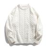 Suéter de Punto Grueso Color Sólido con Trenzas Estilo Coreano para Hombre, Chaqueta de Punto Retro Holgada Unisex para Otoño e Invierno
