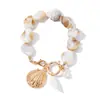 Collar de Concha y Flor Estilo Oceánico Ins Europeo y Americano para Mujer, Joyería con Colgante Simple de Caracola y Vieira para Vacaciones