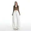 Jeans de estilo americano con dobladillo curvo para mujer, nuevo modelo de otoño 2026, de cintura alta, corte holgado, adelgazantes, con diseño de hebilla París, pantalones de pierna ancha