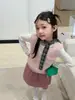 Prenda para superponer~Chaleco de punto simple con cuello en V para niñas Aimo Beibei, chaleco de punto cálido de mezcla de lana