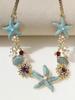 Novo Estilo de Férias na Praia Transfronteiriça Pulseira de Estrela do Mar Concha Oceânica Brincos de Pérola Stud Moda Feminina Influenciador Boêmio