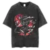 Tamanho Europeu Transfronteiriço Camiseta Vintage Lavada Street Hip-Hop Anime Dragon Ball Estampa de Desenho Gráfico Casual Verão