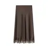 Comércio Exterior 2025 Inverno Novo Estilo Europeu e Americano Moda Feminina Elegante Saia com Textura de Cetim de Seda 4391538
