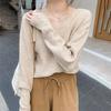Camiseta Básica de Cuello en V para Mujer, Nueva Prenda de Punto Popular para Otoño e Invierno 20252, Prenda de Punto Versátil para Primavera y Otoño para Uso Exterior