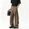 Marca americana moderna cleanfit calça de terno reta plissada masculina retrô rua solta caimento solto sensação solta calça comprida casual
