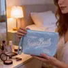 Nova Bolsa de Maquiagem de Palha Moda Verão Praia Férias Bolsa de Armazenamento para Miudezas Viagem Portátil Necessaire