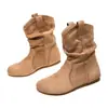 Botas femininas, tecido macio, cor sólida, femininas, bom ajuste, cano curto, camurça, fácil de calçar, off-white, preto, adulto, outro