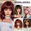 Pelucas para mujer transfronterizas, pelucas de longitud media con flequillo despuntado, pelucas rizadas onduladas de lana para mujeres europeas y americanas