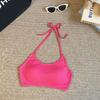 Garota Quente Sexy Decote Halter Costas Lindas Suspensório Lingerie com Bojos para Uso Externo e Camiseta de Camada Interna Colete Feminino Top Tubinho Envolvente