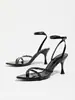 Tacones Altos de Tira Única para Mujer 2026 Otoño/Verano Nuevos Versátiles Sexy con Pedrería Punta Abierta Sandalias de Tacón de Aguja para Mujer
