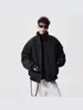 Chaqueta de Algodón Negra Desestructurada con Cuello Alto para Hombre y Mujer, Chaqueta de Vuelo Engrosada de Invierno, Ropa Exterior de Gama Alta Cleanfit