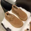 Mocasines de suela gruesa para mujer, botas de nieve forradas de felpa para otoño e invierno, zapatos de algodón, zapatos Birkenstock sin cordones de nuevo estilo 2026