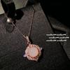 Collar de Girasol de Calcedonia en Polvo de Madagascar Nuevo Estilo Chino Anillo de Flor de Cristal Rosa Circonita Rosa Seco