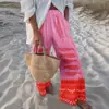 Calça Casual de Perna Larga com Estampa de Peixe Criativa Nova Europeia e Americana, Quente e Vendida em Fronteiras, com Elementos Oceânicos.