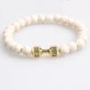 Zhou Lianfa Accesorios Transfronterizos Pulsera de Piedra Volcánica Aleación Negra Mate Mancuerna Pulsera de Energía Pulsera de Cuentas para Yoga