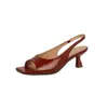 Sandalias de tacón de gatito peep-toe de tacón alto, elegancia de noche estilo francés, versión coreana de primavera, sandalias romanas cómodas y de moda