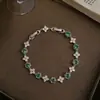 Pulseira com Fecho Redondo Flor de Zircônia Banhada a Ouro Real 18K Estilo Retrô Pulseira Elegante Joia de Mão de Luxo Leve Nicho para Mulheres
