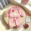 Conjunto casual de sudadera nuevo de comercio exterior para niñas, cómodo y elegante, conjunto de dos piezas con pantalones tipo jogger y cuello redondo para bebé niña