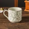 Taza de Cerámica Rústica Retro Estilo Japonés Taza Creativa de Lado Recto para Latte Art Café Taza para Beber en Casa Taza de Desayuno Taza de Agua de Oficina
