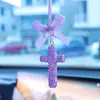 Colgante personalizado transfronterizo para interior de coche para hombres y mujeres, decoración de espejo retrovisor, cruz incrustada de diamantes, accesorio de moda de alta gama para coche, regalo