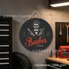 Comercio Exterior Estilo Americano Calavera Tema Peluquería Decoración de Pared Letrero de Negocio Pintura Redonda de Hoja de Lata 20/30cm
