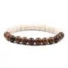 Pulseira de Contas Feita à Mão com Contas de Madeira Naturais e Pedra Vulcânica apresentando Padrões Únicos para um Look Boêmio Perfeita para Uso Casual e para Combinar com Outras Joias Presente Ideal para Amigos ou Família