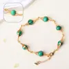 Pulseira de cristal natural com ágata vermelha e turquesa envolvidas em ouro, pulseira de cristal artesanal original, simples e da moda