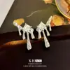 Pendientes de Botón Estilo Coreano Gota de Agua Azúcar de Lava Circonita Diseño Único Personalizado Pendientes de Estilo Genial Joyería para Orejas de Gama Alta Nicho