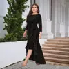 Vestido Formal de Terciopelo Super Largo con Mangas de Siete Puntos y Dobladillo Alto-Bajo para Mujer Tallas Grandes de Amazon