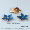 Accesorios de Aleación para Joyería DIY Base Flor Azul Cloisonné Imitación Azul Quemado Pasador Hecho a Mano Cabeza Escalonada