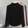 2026 Nueva Camiseta de Moda para Mujer con Cuello Medio Alto y Mangas Largas, Estilo Primavera, Elegante, Mangas Caídas, Ceñida a la Cintura, Top Adelgazante 1688