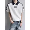 Camiseta de Manga Corta con Cuello Camisero y Tres Rayas para Hombre y Mujer, Marca de Verano de Moda, Polo con Media Cremallera Estilo Universitario, Top Casual con Bloques de Color
