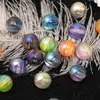 Cuentas Redondas de Meteorito de 16 mm Altamente Transparentes Cuentas Acrílicas de Aurora Colorida Accesorios para Cadena de Bolígrafo de Cuentas para Teléfono Móvil Cuentas Sueltas