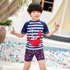 Novo Roupa de Banho para Meninos Caricatura de Caranguejo Bebês Crianças Pequenas e Médias Meninos Roupa de Banho Infantil com Touca de Banho Comércio Exterior