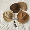 Sombrero de Paja Hueco de Jazz Vaquero Occidental para Mujer Verano Vacaciones Playa Marítima Británico Francés Retro Hecho a Mano Tejido