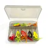 Conjunto de spinners para pesca no gelo, conjunto de 7 peças em caixa de iscas metálicas rotativas em forma de colher composta
