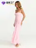Vestido Longo Sexy Minimalista Sem Alças Torcido, Estilo Europeu e Americano, Ajuste na Cintura, Emagrecimento, Efeito Drapeado, Vestido Elegante, Feito Sob Medida