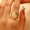 Anel com Pingente de Animal Marinho Design Retrô de Nicho Transfronteiriço Aço Titânio Banhado a Ouro 18K Moda Anel Aberto Joia