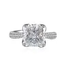 Nuevo anillo cuadrado de diamante amarillo grueso con corte de flor de hielo incrustado con diamante de alto carbono lujo ligero todo partido diseño de nicho diamante rosa de alta calidad mujer
