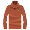 Camisa polo masculina de algodão e seda de manga longa, novo estilo outono, com bordado de emblema de cavalo, top casual versátil