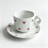 Juego de Taza y Platillo de Café Vintage Pintado a Mano con Color Bajo Esmalte Transfronterizo, Cerámica Doméstica Apta para Microondas, Taza de Cerámica de Alto Nivel para el Té de la Tarde