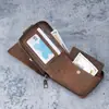 Cartera de Hombre Nuevo Estilo Transfronteriza, Estilo Corto, Hebilla de Cierre Retro, Cremallera, Múltiples Ranuras para Tarjetas, Cartera de Cuero Casual de Gran Capacidad al por Mayor