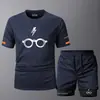 2025 Nuevo Traje Deportivo Casual de Verano para Hombre, Transpirable, de Secado Rápido, Dos Piezas, Cuello Redondo, Manga Corta, Moderno